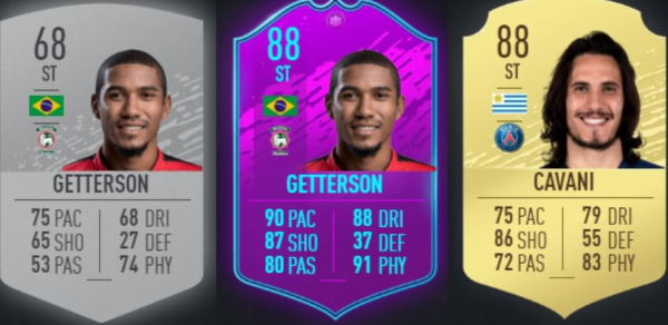 O Getterson 'básico', o Getterson 'especial' e Cavani: cartas do Fifa 20