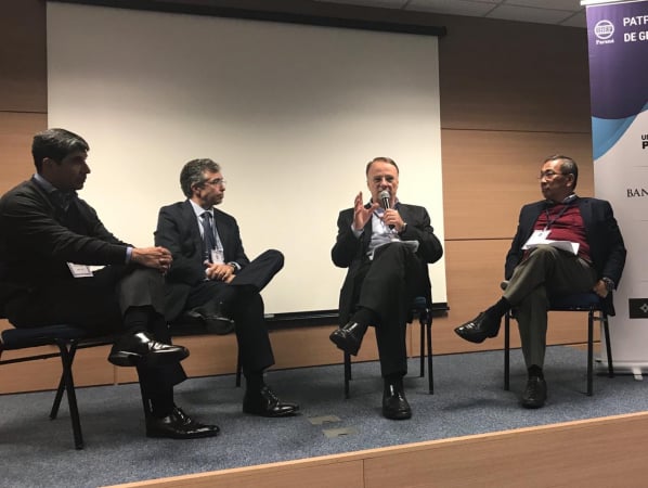 Claudio Lubasher, do Ibef-PR, Rafael Bicca Machado, Eduardo Bernini e Gino Oyamada