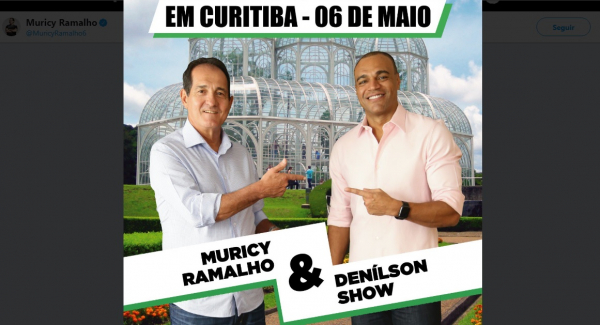 Cartaz do evento com Muricy e Denilson, em Curitiba
