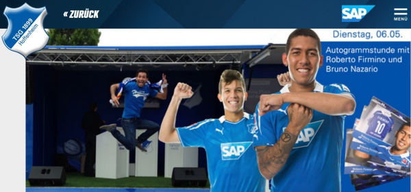 Site do Hoffenheim convoca torcida para sess\u00e3o de aut\u00f3grafos com Bruno Naz\u00e1rio e Roberto Firmimo