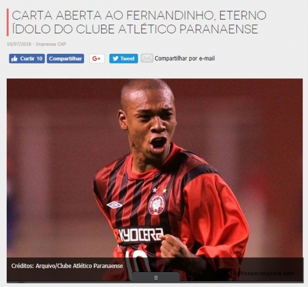 Carta do Atl\u00e9tico a Fernandinho
