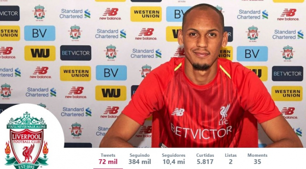 Fabinho \u00e9 apresentado pelo Twitter do Liverpool