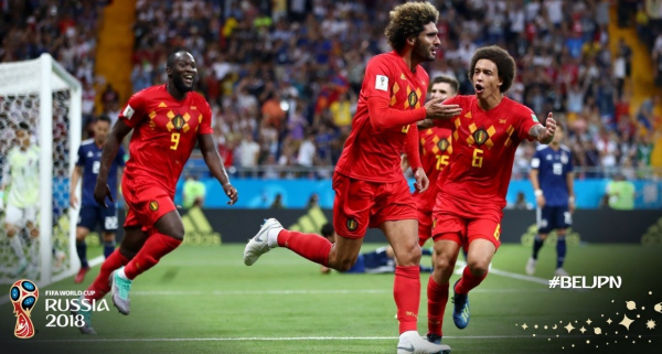 Fellaini comemora o gol da B\u00e9lgica
