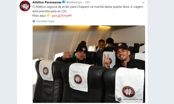 No Twitter, Atl\u00e9tico informou na ter\u00e7a-feira que tentaria um novo voo nesta quarta-feira pela manh\u00e3