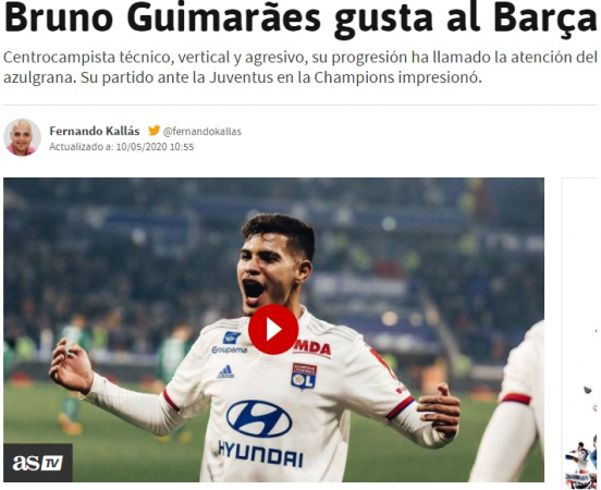 Imprensa espanhola fala sobre interesse do Barcelona em Bruno Guimarães
