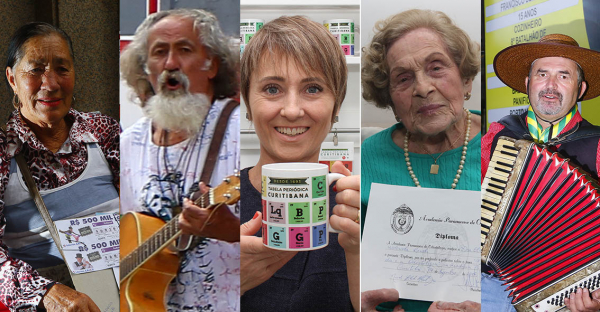 Dona Terezinha, Plá, Joseane Pesuschi, dona elvira e Jairo Cunha: personagens de Curitiba