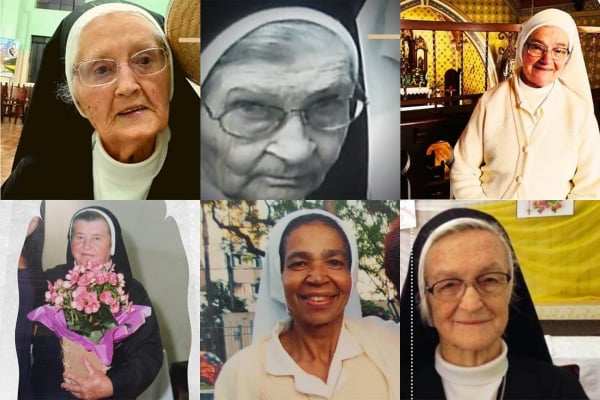 As irmãs Helena Glovacki, Elizabeth Tartas, Marieta Bet (na fileira de cima), Sofia Culaves, Maria Catarina da Silva e Estela Albina Franzoi (na fileira de baixo)
