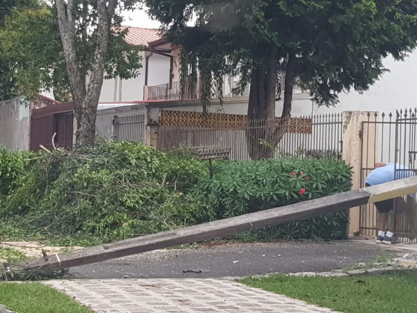 Queda de poste no bairro Boa Vista: chuva de verão trouxe transtorno