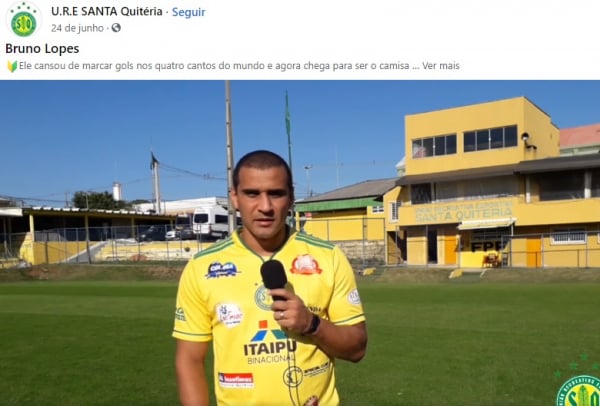 Bruno Lopes é apresentado como reforço do Santa Quitéria, em junho de 2020