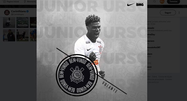 Junior Urso é apresentado pelo Twitter do Corinthians