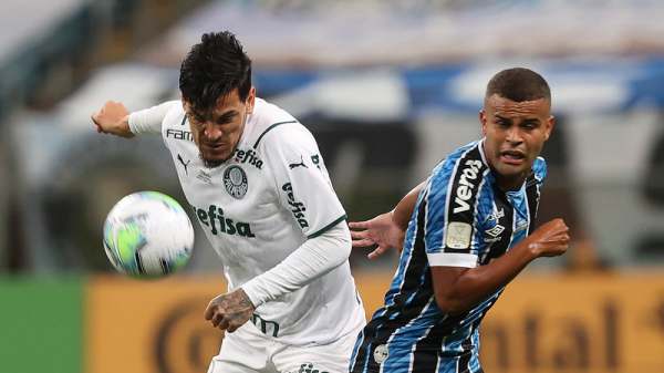 Gustavo Gomez, do Palmeiras, e Alisson, do Grêmio