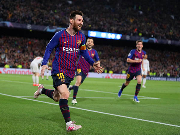 Messi comemora o segundo gol do Barcelona: ele fez dois na partida