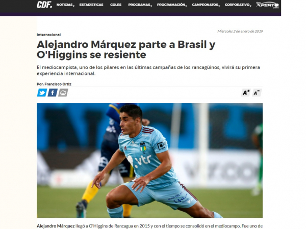 Site chileno fala sobre a contratação de Alejandro Márquez
