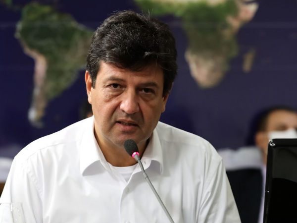 O ministro da Saúde, Luiz Henrique Mandetta, em videoconferência nesta quarta-feira