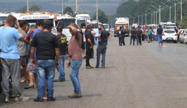 Caminhoneiros no protesto de terça-feira