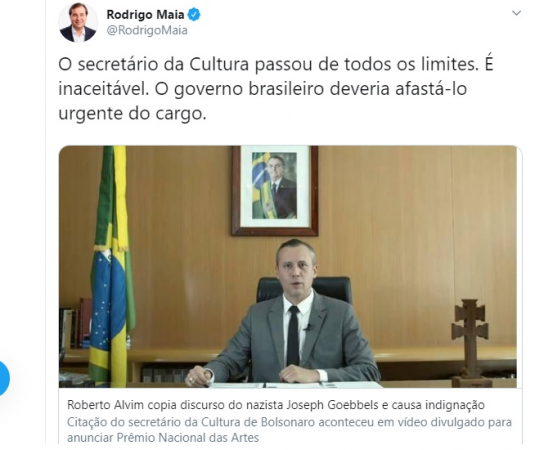 Maia pede a saída do secretário
