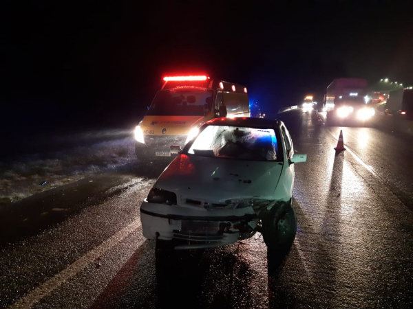 O carro após o acidente