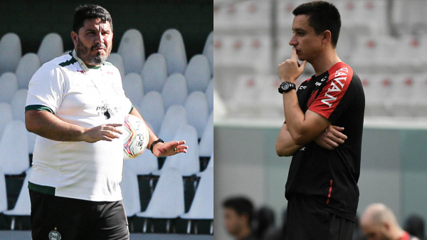 Eduardo Barroca, técnico do Coritiba, e Eduardo Barros, técnico do Athletico