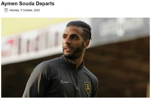 Site do Livingston comunica a rescisão com Aymen Souda