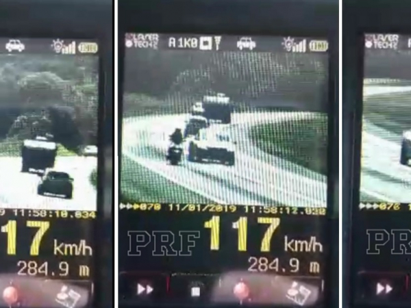 Caminhonete faz ultrapassagem proibida na BR-277